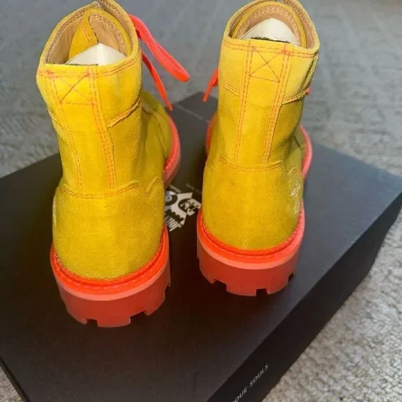 Women’s John Fluevog Boots - 7th Heaven & Eyelet - Derby Swirl Yellow sz 7 - NIB